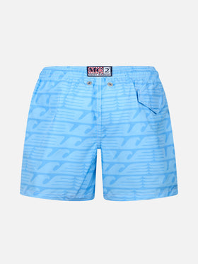 Jean Lighting lightweight fabric swim shorts with Lazio logo print and Di Padre in Figlio embroidery|SS LAZIO SPECIAL EDITION - MC2 Saint Barth