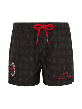 Jean Lighting lightweight fabric swim shorts with Milan logo print | AC MILAN SPECIAL EDITION - MC2 Saint Barth