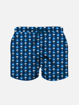 Boy light fabric swim shorts with Napoli logo print | SSC NAPOLI SPECIAL EDITION