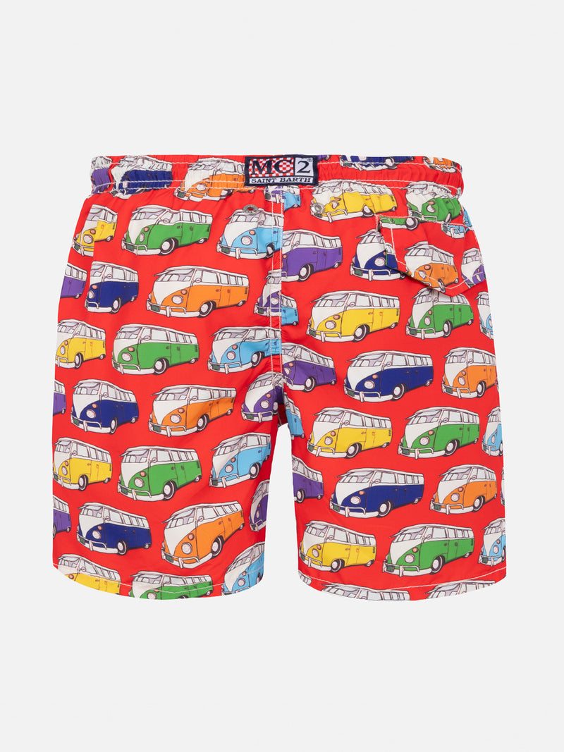 Van print boy light fabric swim shorts