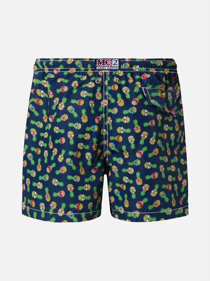 Leichte Badeshorts für Jungen, Modell Jean Lighting, mit Ananas-Print