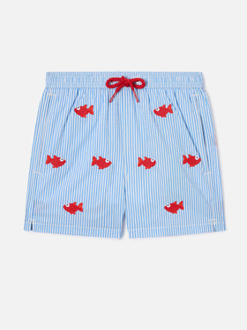 Costume Jean Embroidery a righe con pesci ricamati