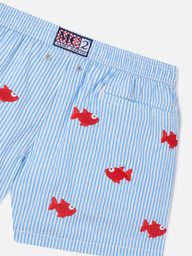 Costume Jean Embroidery a righe con pesci ricamati