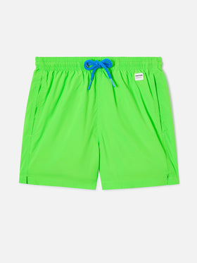 Bañador corto de tejido ligero para niño en verde flúor Jean Lighting Pantone | PANTONE® SPECIAL EDITION 