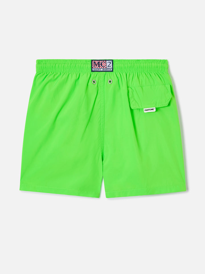 Leichte Badehose aus Stoff für Jungen in Fluogrün Jean Lighting Pantone | PANTONE® SPECIAL EDITION 