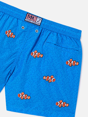 Costume Jean Embroidery con ricamo Pesci su fondo corallo