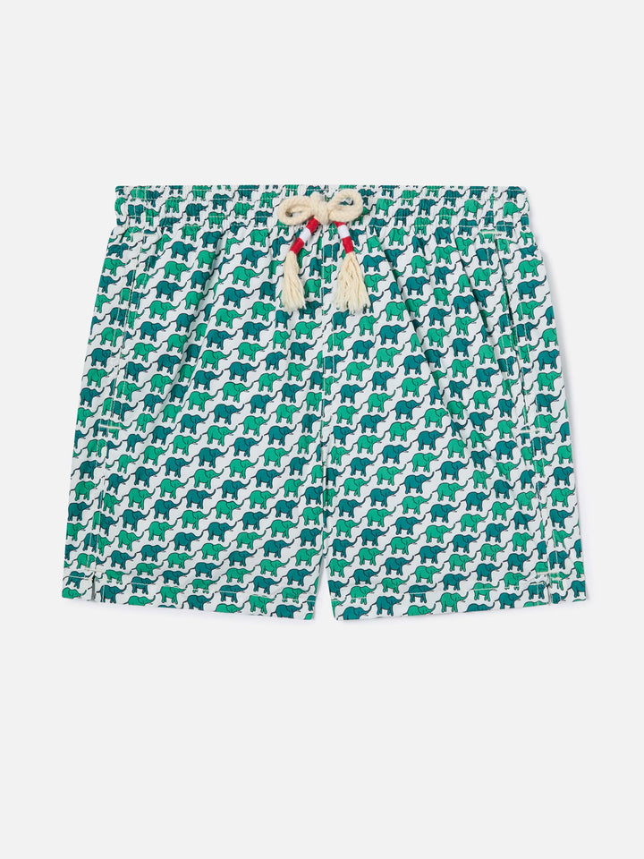 Bañador tipo shorts para niño con estampado de elefante 