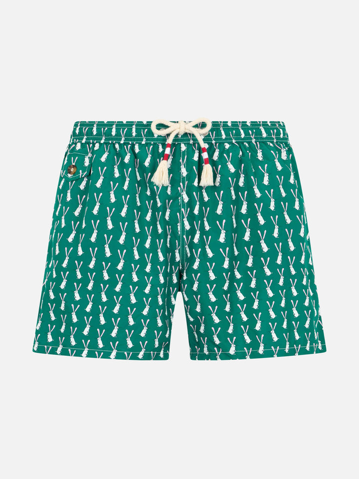 Boy lightweight fabric swim-shorts Jean Lighting 70 with rabbit print - MC2 Saint Barth