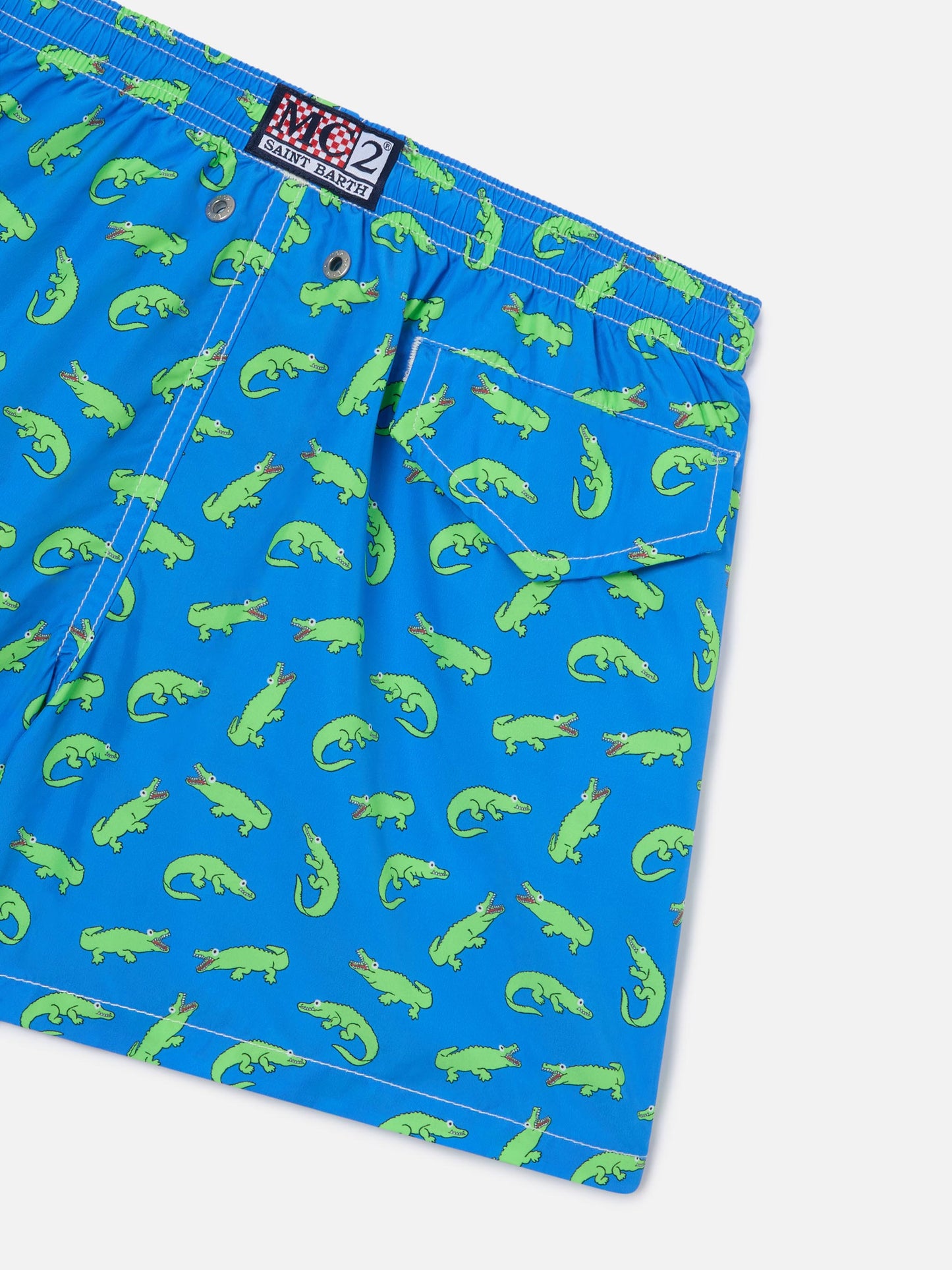 Bañador shorts bluette para niño con estampado de caimán verde 