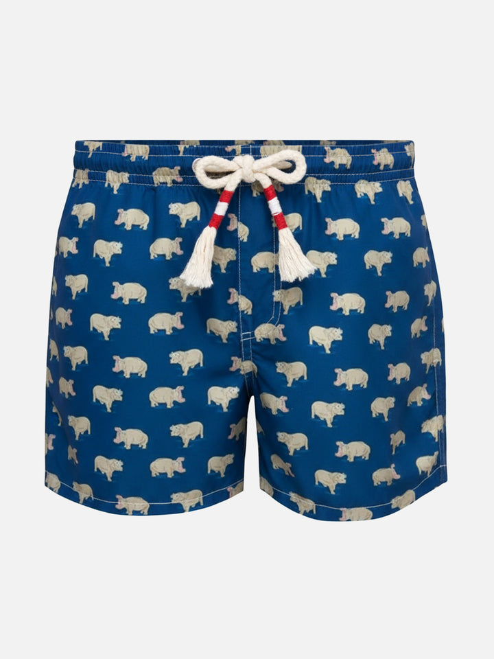 Jean Lighting 70 leichte Badeshorts mit Nilpferd-Print