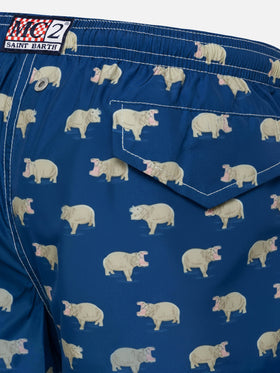 Jean Lighting 70 leichte Badeshorts mit Nilpferd-Print