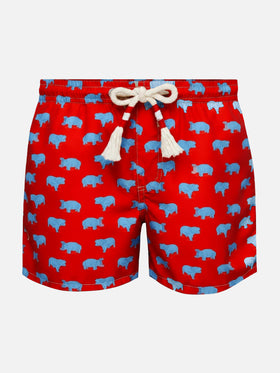 Jean Lighting 70 leichte Badeshorts mit Nilpferd-Print