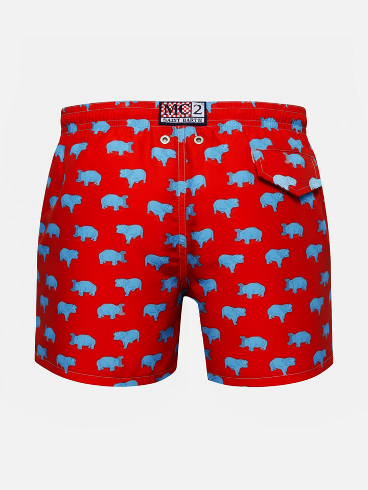 Jean Lighting 70 leichte Badeshorts mit Nilpferd-Print