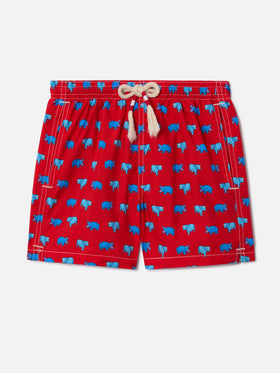 Jean Lighting 70 lightweight swim shorts with hippo print
