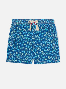 Bañador corto de tejido ligero para niño Jean Lighting 70 con estampado de cangrejos 