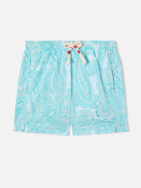 Bañador corto para niño de tejido ligero Jean Lighting 70 con estampado paisley 
