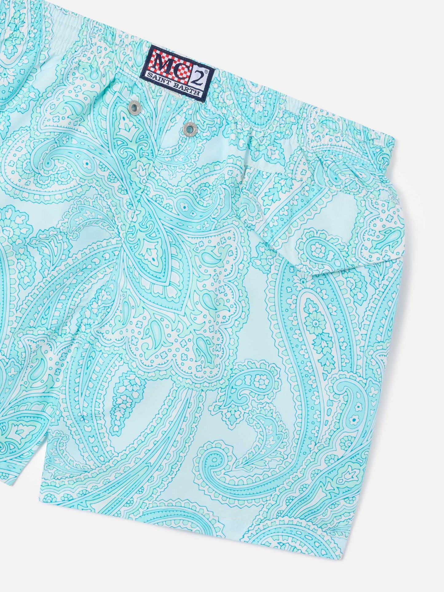 Bañador corto para niño de tejido ligero Jean Lighting 70 con estampado paisley 