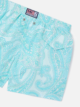 Bañador corto para niño de tejido ligero Jean Lighting 70 con estampado paisley 