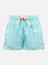 Boy lightweight fabric swim-shorts Jean Lighting 70 with paisley print