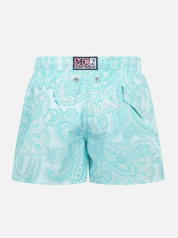 Boy lightweight fabric swim-shorts Jean Lighting 70 with paisley print