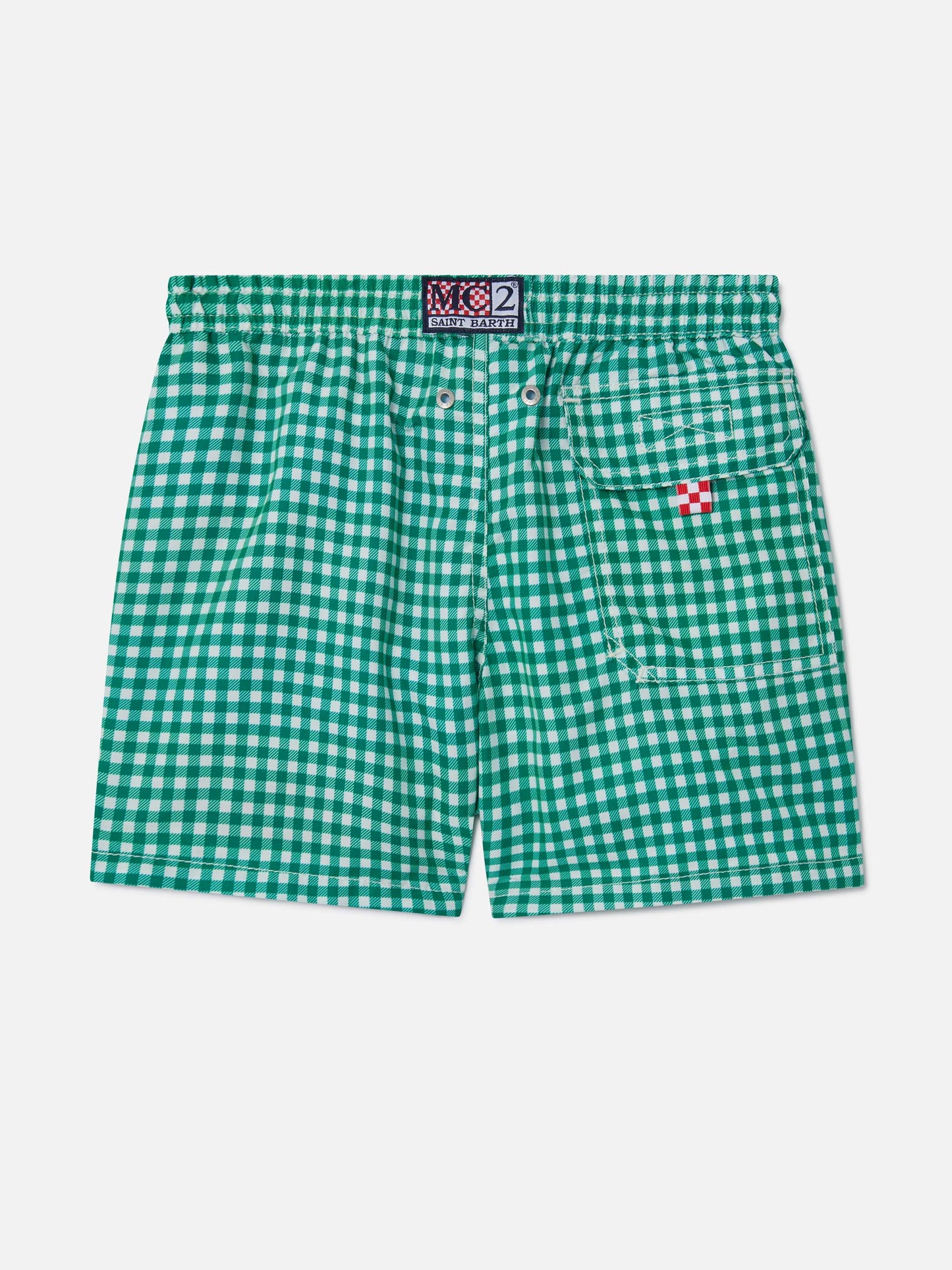 Bañador shorts para niño con estampado de cuadros vichy 