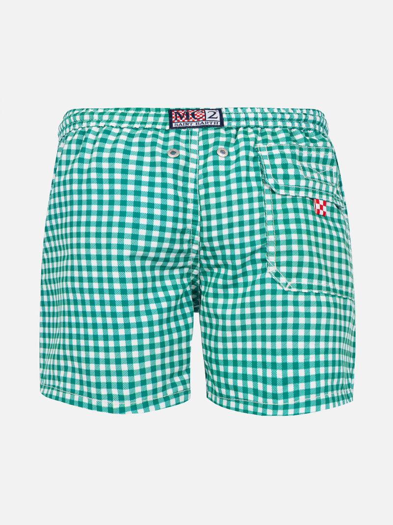 Boy swim shorts with gingham print