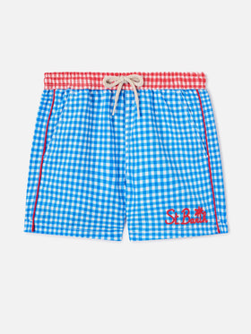 Bañador infantil con estampado de cuadros vichy 