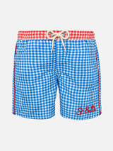 Boy swim shorts with gingham print