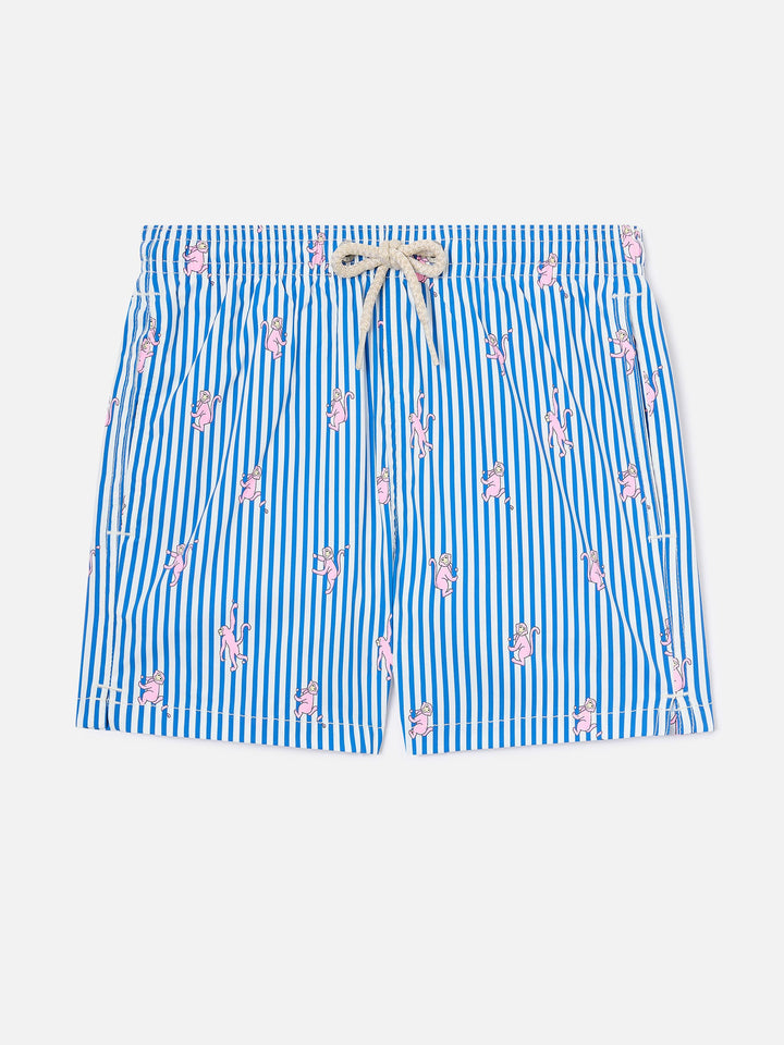 Costume Jean Lighting Stretch rigato con stampa scimmiette