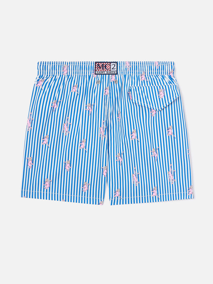 Costume Jean Lighting Stretch rigato con stampa scimmiette