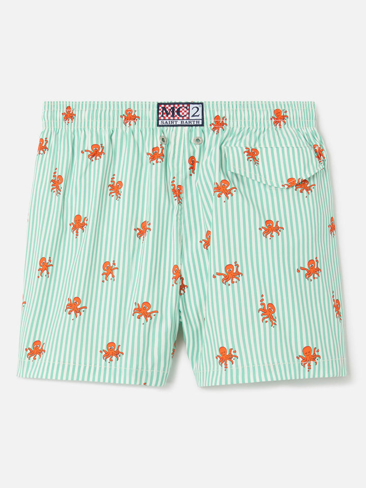 Costume Jean Lighting Stretch a righe con stampa polipetti all over