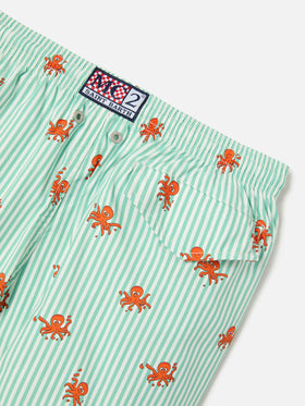 Costume Jean Lighting Stretch a righe con stampa polipetti all over