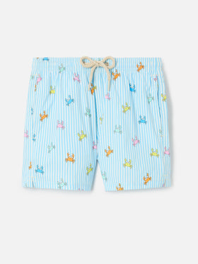 Costume Jean Lighting Stretch a righe con stampa granchietti all over