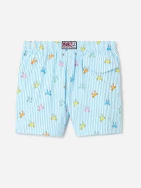 Costume Jean Lighting Stretch a righe con stampa granchietti all over