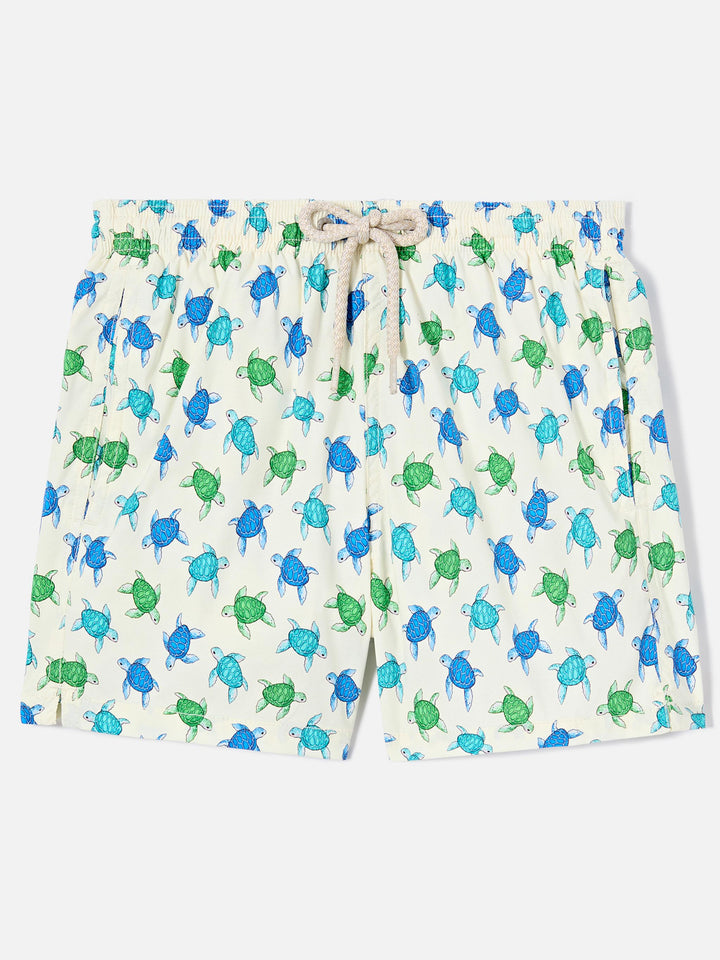 Jean Lighting Stretch swim shorts with all-over turtles print