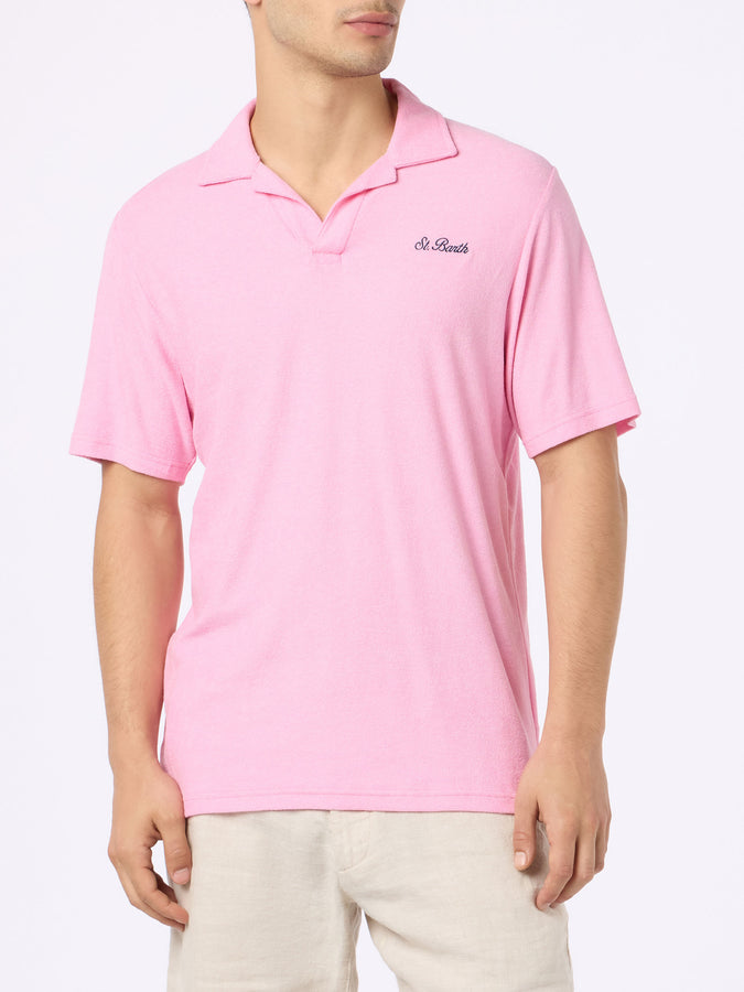 Mc2 Saint Barth Polo da uomo in spugna rosa Jeremy