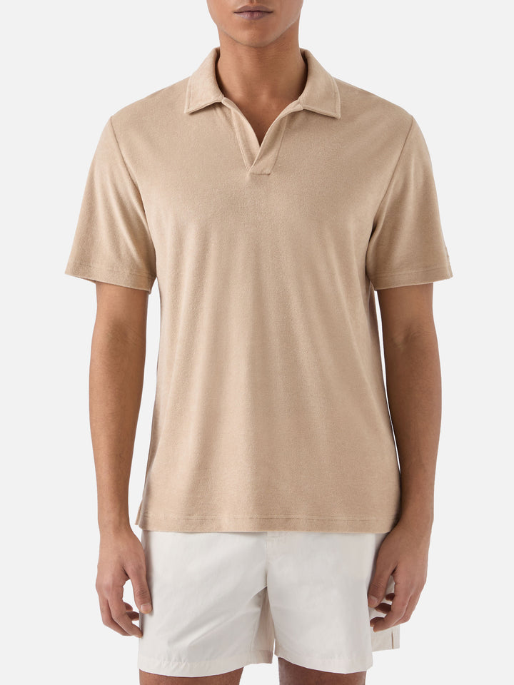 Polo Jeremy in cotone effetto spugna beige