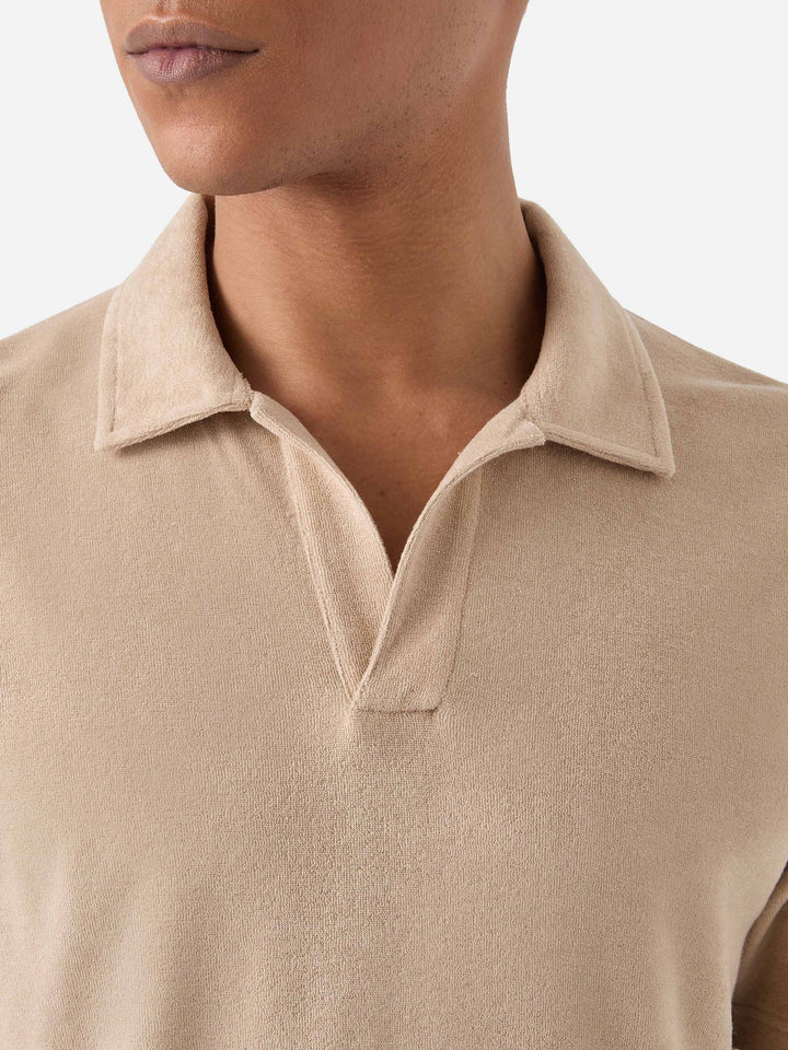 Polo Jeremy in cotone effetto spugna beige