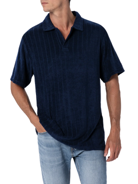 Man ribbed blue terry polo shirt Jeremy - MC2 Saint Barth