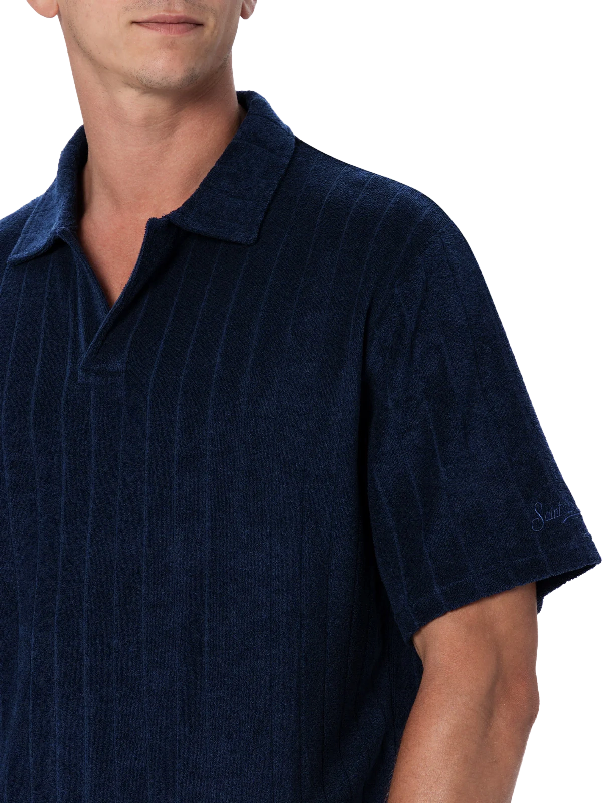Man ribbed blue terry polo shirt Jeremy - MC2 Saint Barth