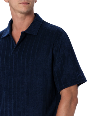Man ribbed blue terry polo shirt Jeremy - MC2 Saint Barth