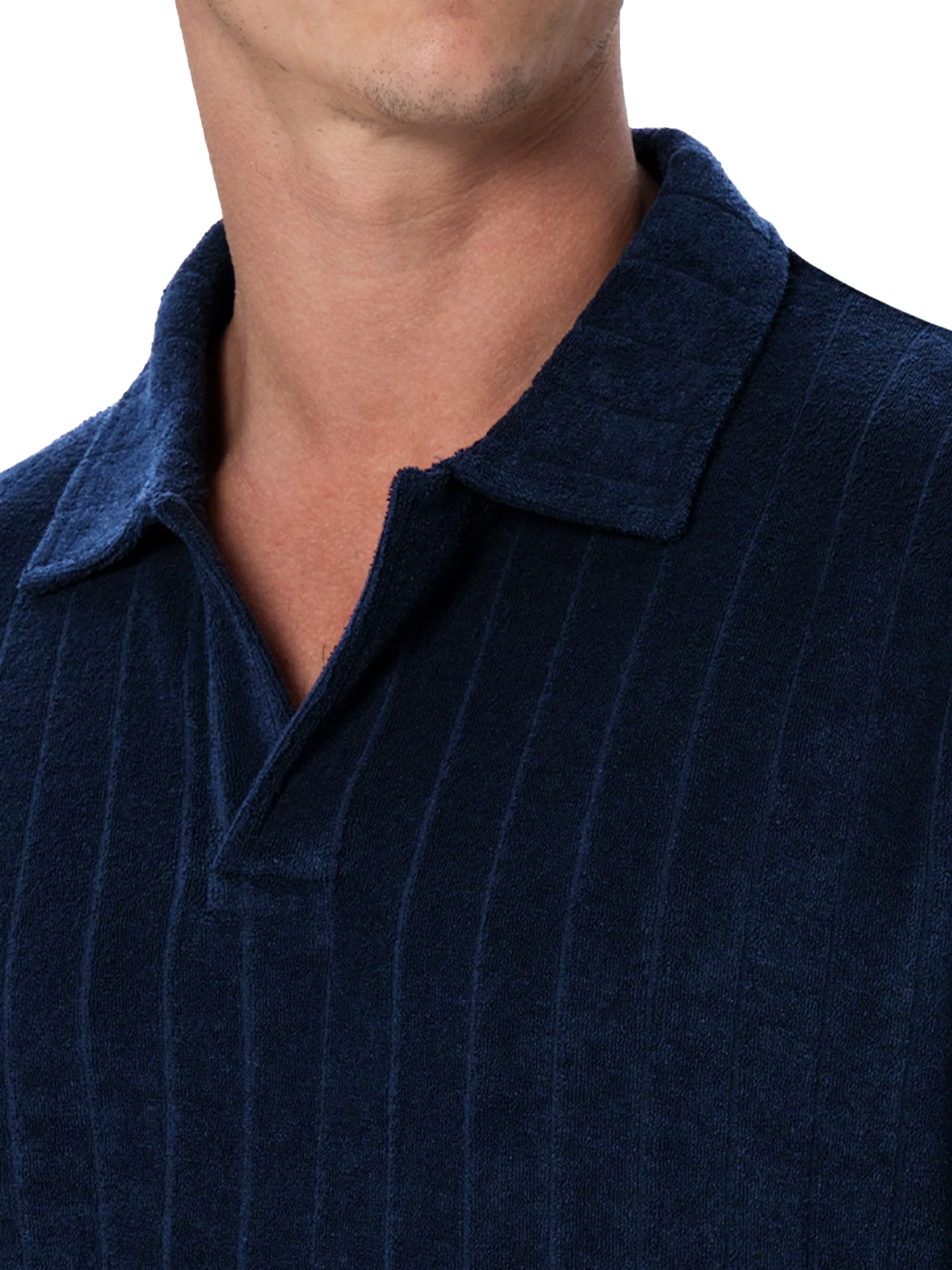 Man ribbed blue terry polo shirt Jeremy - MC2 Saint Barth