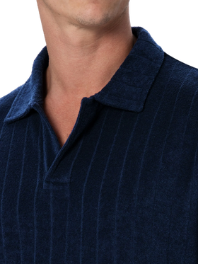 Man ribbed blue terry polo shirt Jeremy - MC2 Saint Barth