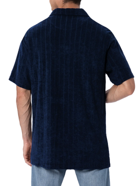 Man ribbed blue terry polo shirt Jeremy - MC2 Saint Barth