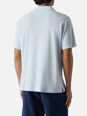 Polo Jeremy in cotone effetto spugna azzurra