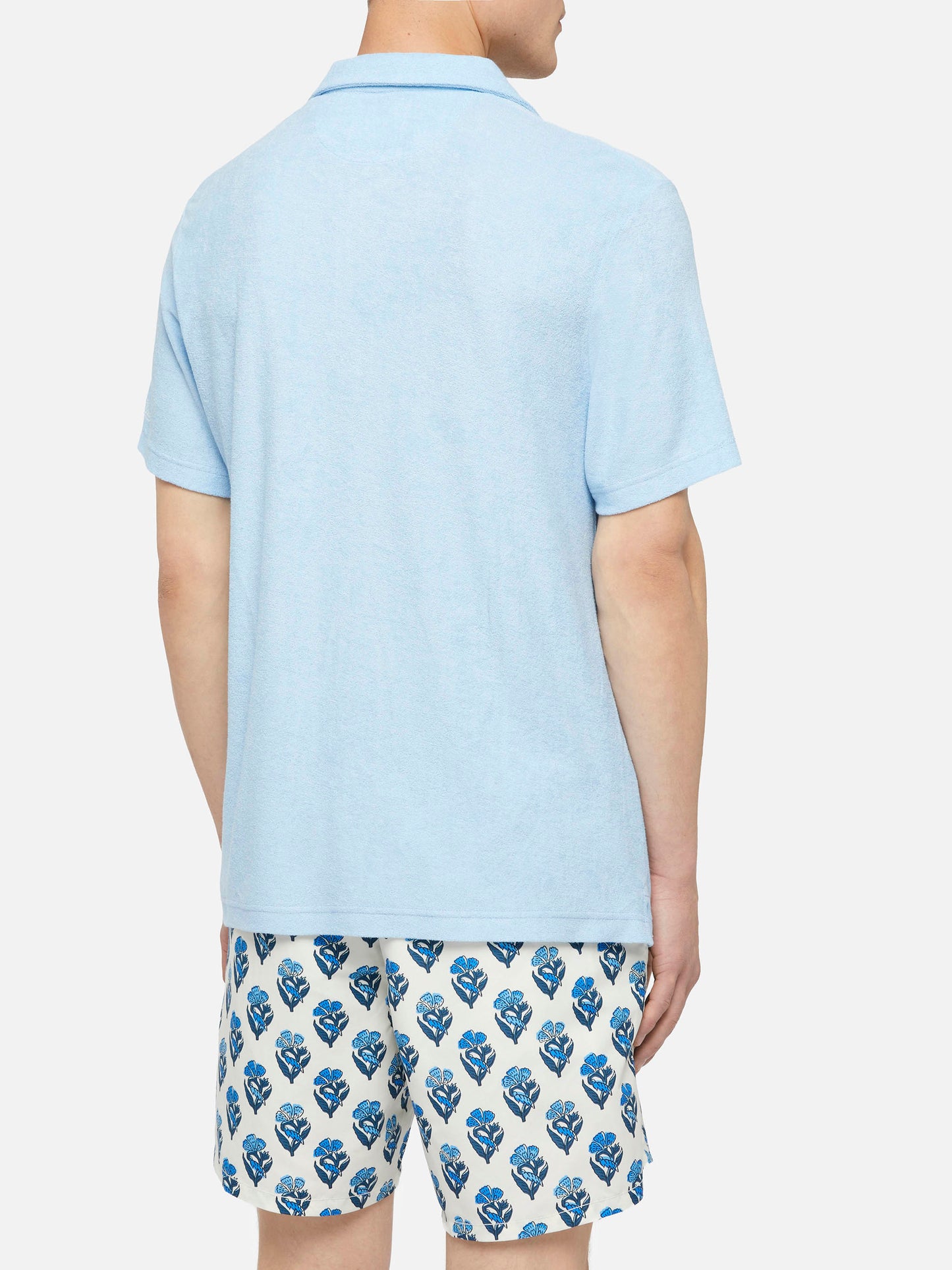 Jeremy light blue terry buttonless polo shirt - MC2 Saint Barth