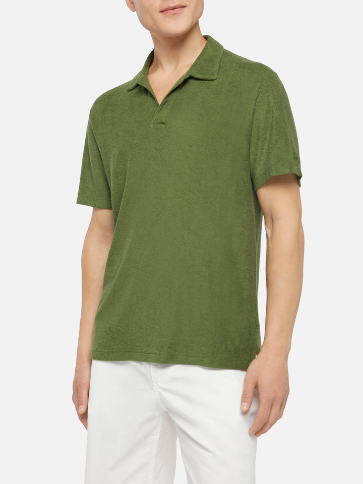Jeremy military green terry buttonless polo shirt - MC2 Saint Barth