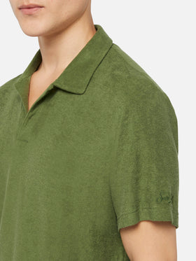 Jeremy military green terry buttonless polo shirt - MC2 Saint Barth