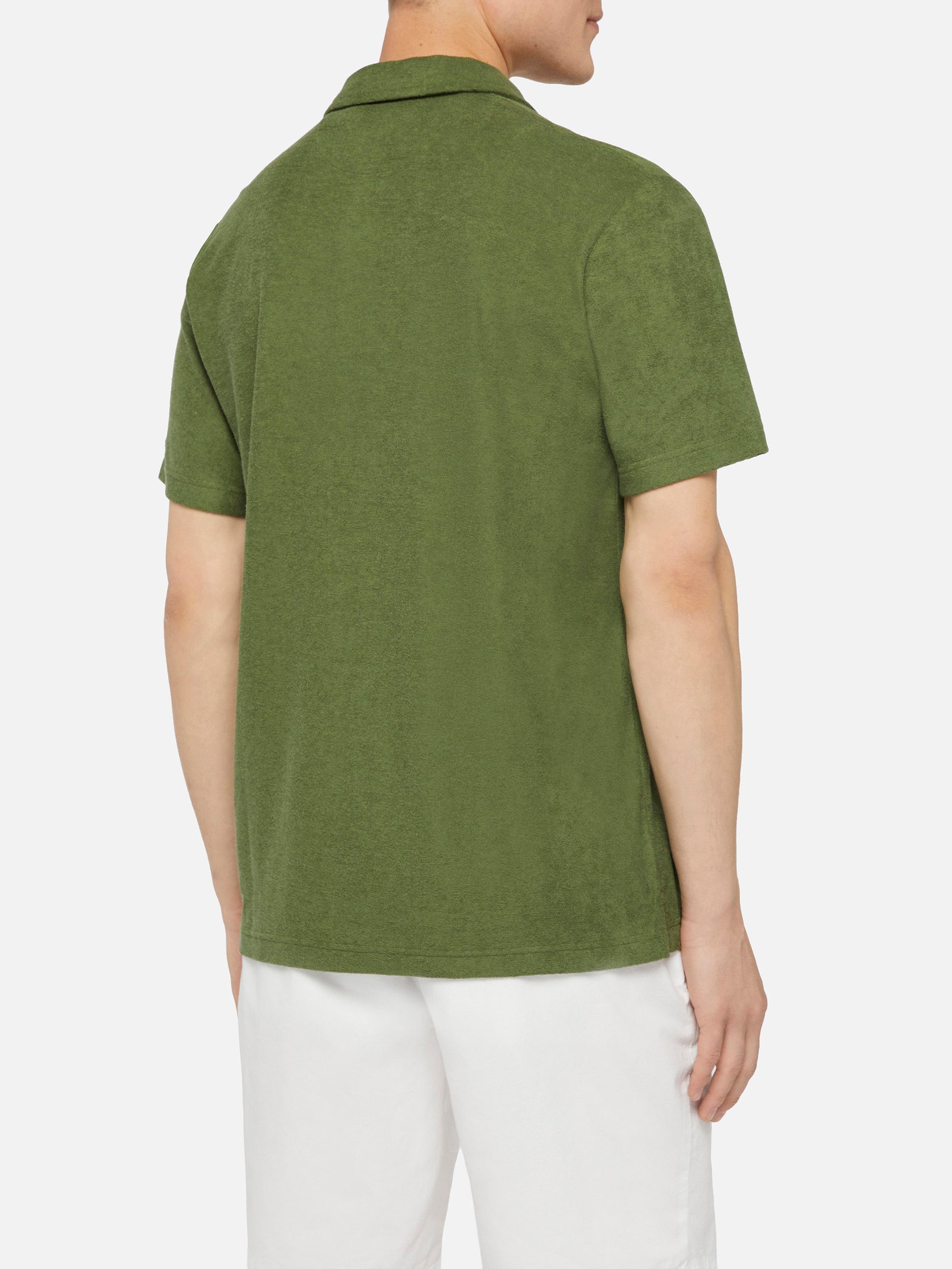 Jeremy military green terry buttonless polo shirt - MC2 Saint Barth