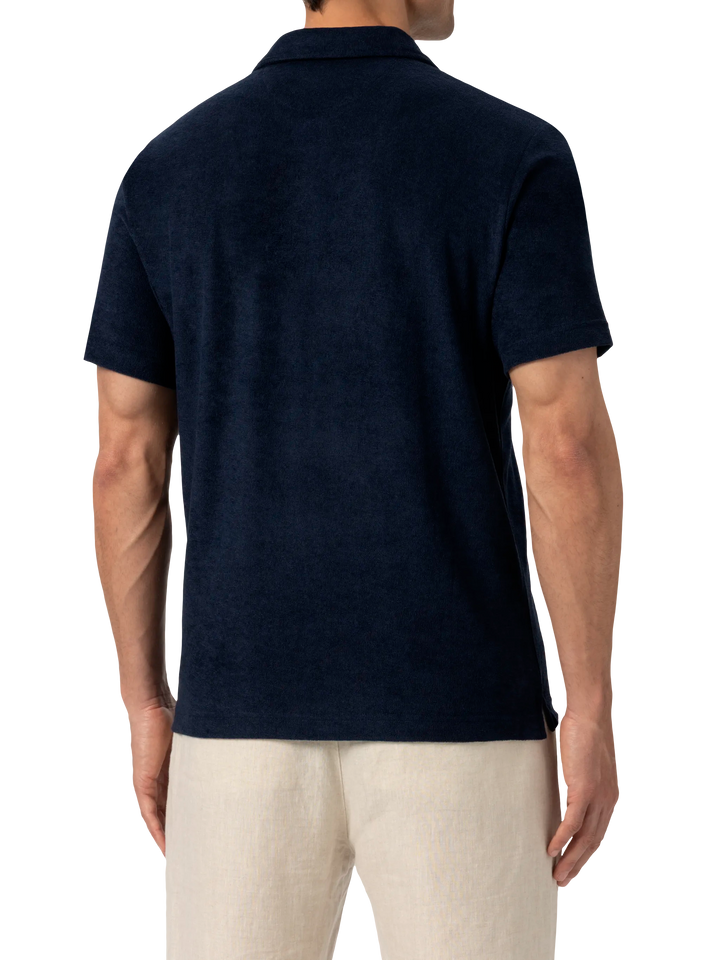 Jeremy navy blue terry buttonless polo shirt - MC2 Saint Barth